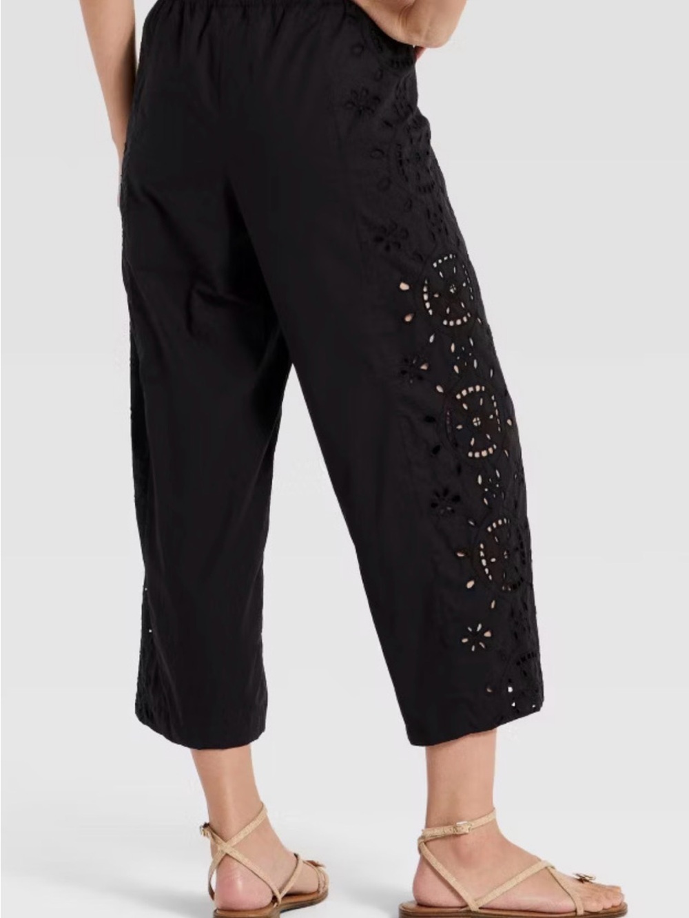 A New Day Eyelet Cropped Pants - Black Size Xsmall